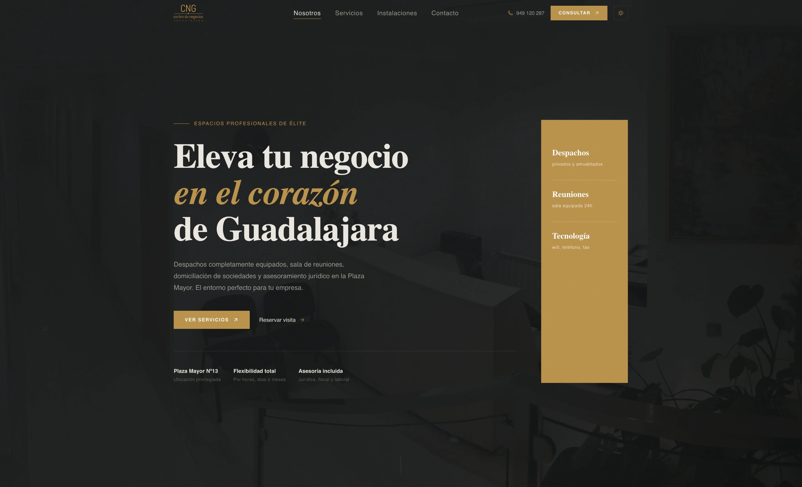 Vista previa del proyecto CNG, web corporativa del Centro de Negocios Guadalajara.
